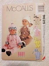 Vintage McCall's Pattern 9625 Infant Baby Jumpsuit & Hat Sewing Project (C)