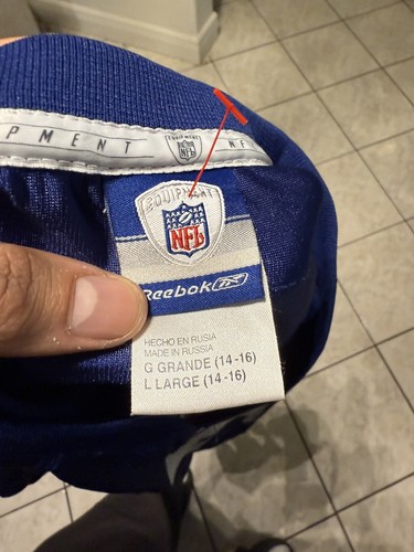 Reebok On Field Eli Manning NFL New York Giants Jersey #10 Youth L (14-16) Blue - Picture 3 of 3