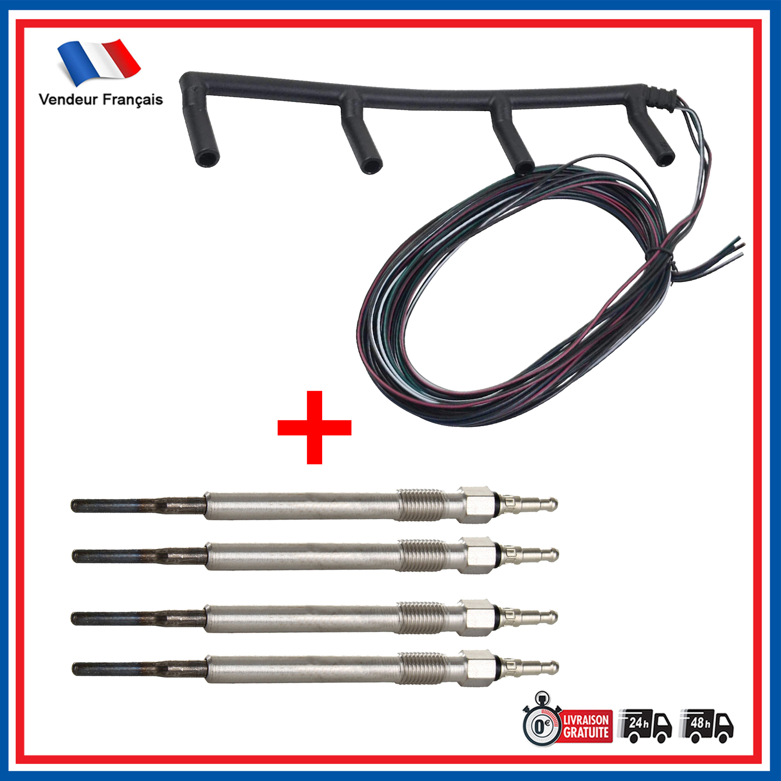 Faisceau de Câbles Bougies Préchauffage pour VW Golf V Jetta 3 Touran Moteur 1.9 2.0 TDI 038971782C