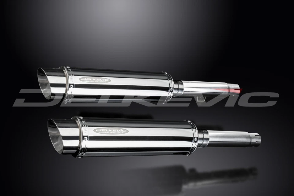 Kit silenciador escape redondo de acero inoxidable Honda CB450 K3-K7 1970-1974 deslizable 14" Foto 3 de 4