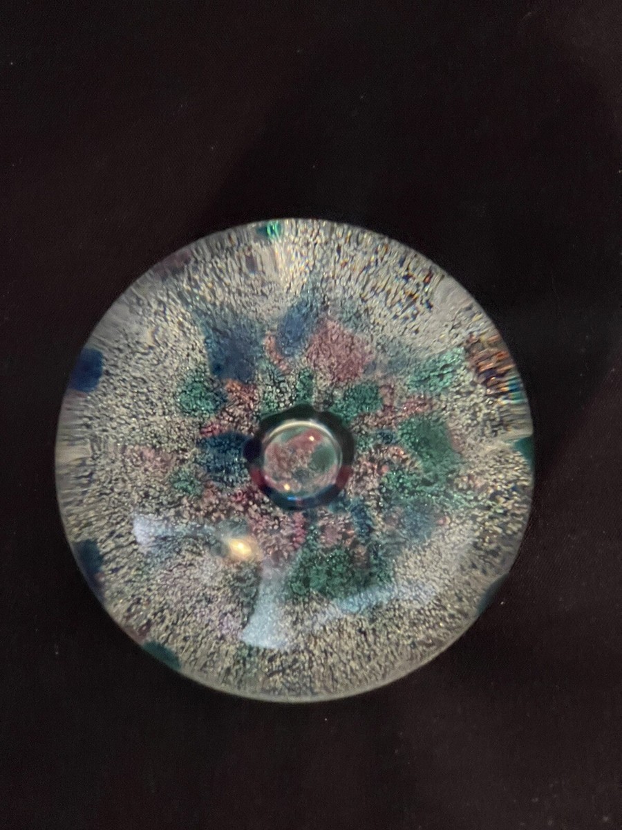Selkirk Glass Paperweight Mosaic 1986 Abstract Art Glass Vintage