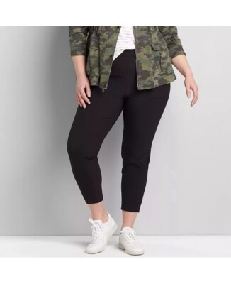 NWT Lane Bryant On The Go Ankle Mid Rise Pants Women's Plus Sz 26 Black  MSRP $79