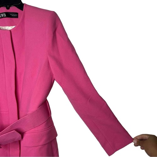 Zara Pink Blogger Favorite Barbiecore Belted Frock Coat Size Medium - Picture 9 of 16