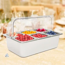 Party Fruit Seafood Buffet Tray Ice Food Serving Display Tray w/ Roll Top Cove