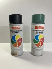 Vintage Lot Of 2 Champion Sprayon Green And Black spray paint can