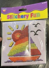 NEW Needlepoint "Stitchery Fun" Rainbow Sails Sailboat Complete Craft Kit