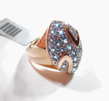STATEMENT RING Sterling Silver 925 Gold Vermeil Blue Topaz Cluster Ring Size 7
