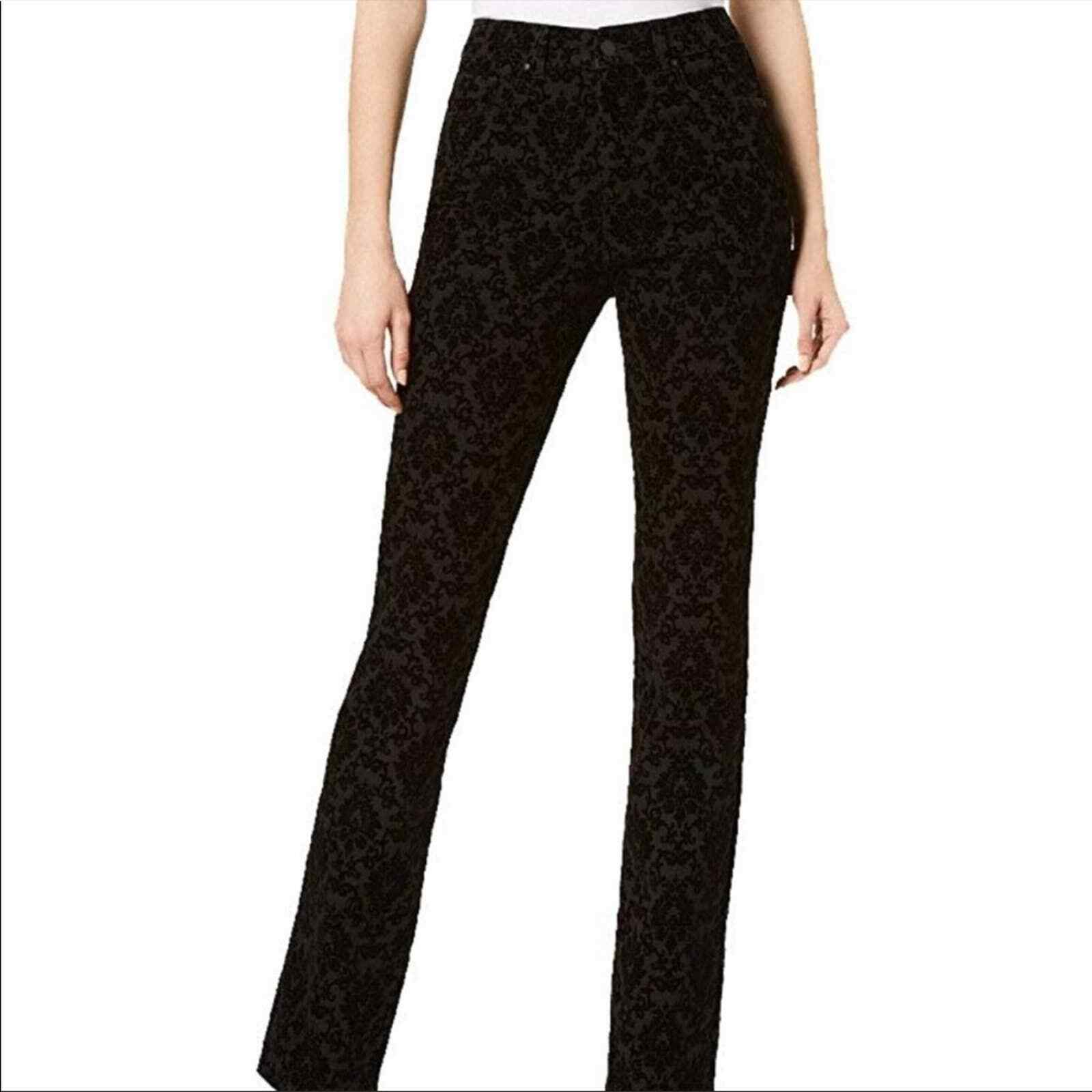 Charter Club Lexington Straight Leg Jeans Floral Burnout Velvet Black Size  8 | eBay