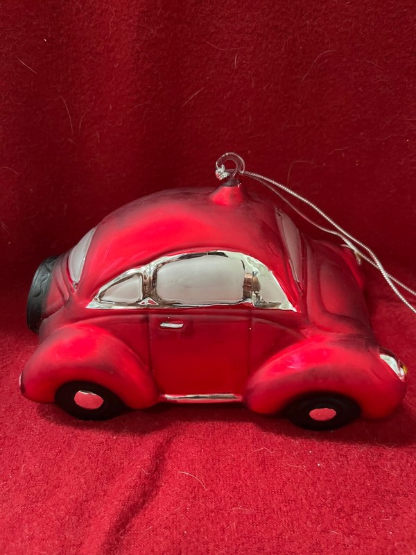 Dept 56 Mercury Glass Red Volkswagen Beetle Ornament