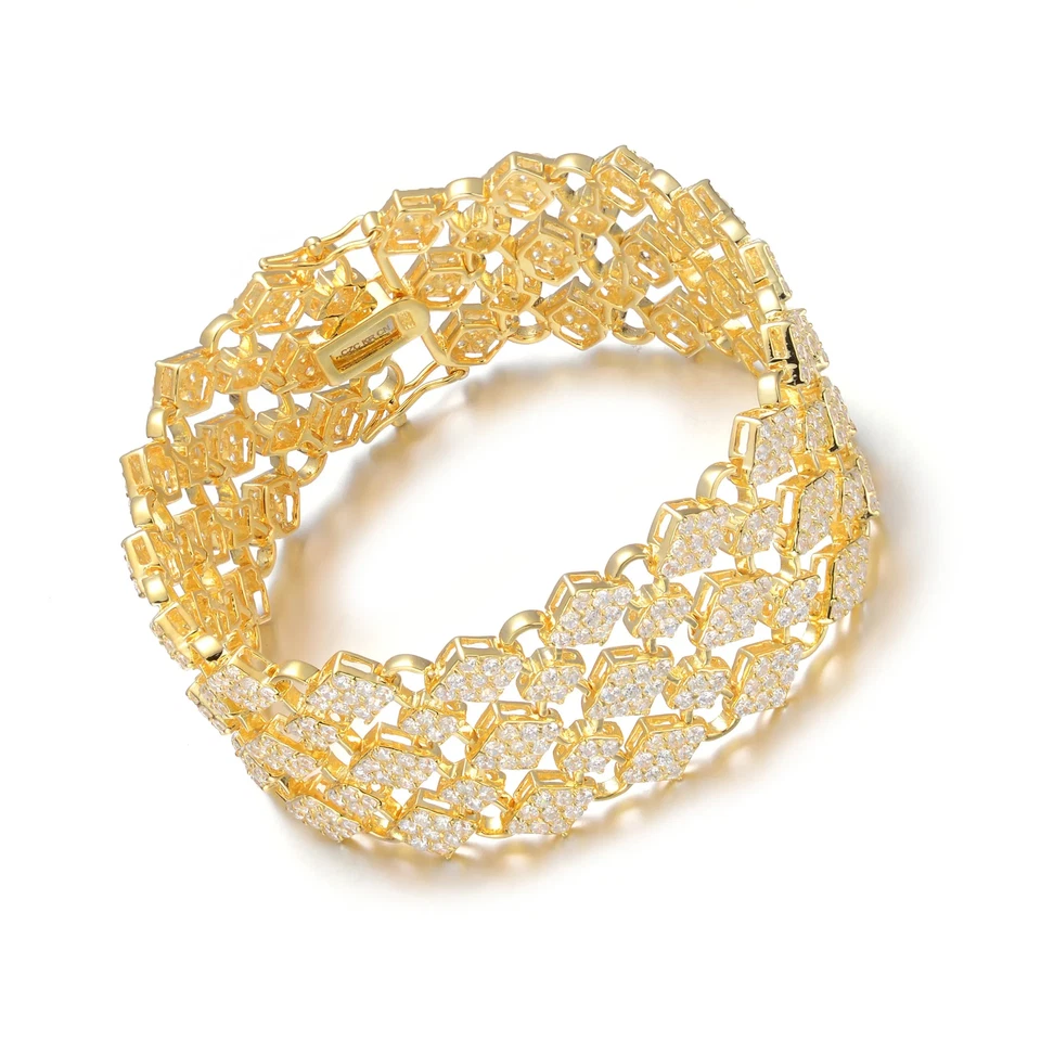 Brazalete ancho Collette Z chapado en oro plata de ley circonita cúbica Foto 2 de 3