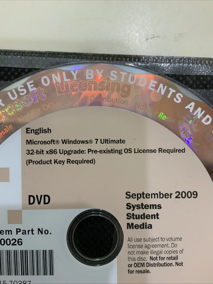 Windows 7 Ultimate 32 Bit UPGRADE ACADEMIC STUDENT EDITION STUDENT SYSTEMS MEDIA - Image 4 of 4
