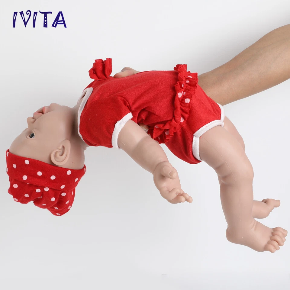 Muñeca bebé recién nacida de cuerpo completo de silicona para niños pequeños IVITA 23"" Big Girl Foto 2 de 4
