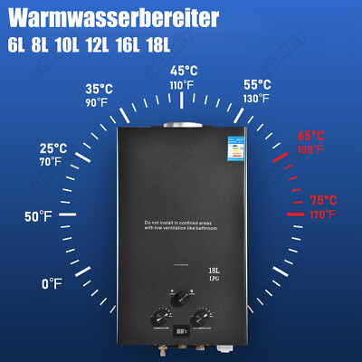 6L-18L LPG Warmwasserbereiter Wasserspeicher Boiler Durchlauferhitzer Flüssiggas