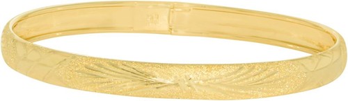 Floreo 10k Yellow Gold 6mm Crosshatch Satin Finish Flex Bangle Bracelet