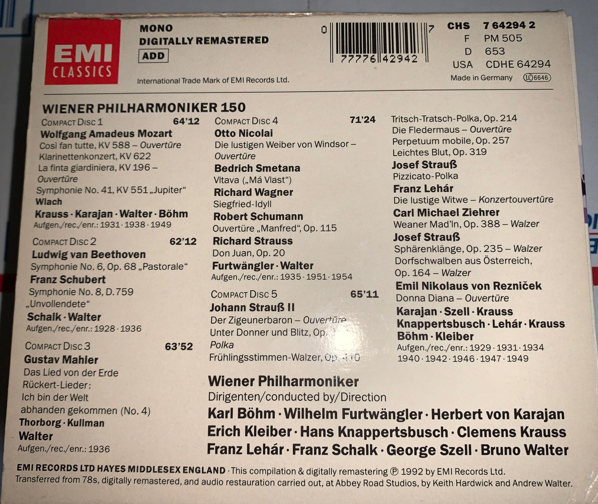 Vienna Philharmonic - Vienna Philharmonic 150th Anniversary 5 x CD