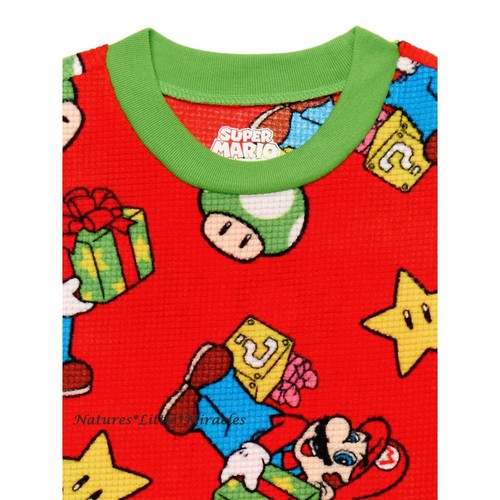 Super Mario Christmas Holiday Pajamas Boys Size 6 7 8 Red Shirt Pants Set Girls - Picture 3 of 3
