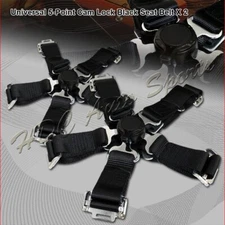 2 X JDM 5-Point Cam Lock Black Nylon Safety Harness Racing Seat Belt Universal 4
