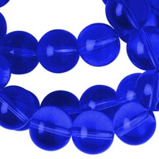 Transparent Blue Glass 8mm Round Beads with 1.3-1.4mm Hole 36 Inch Strand 112