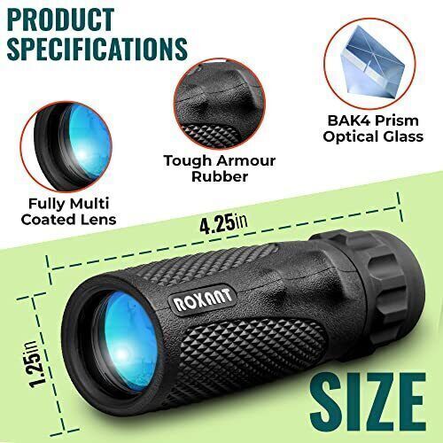 Roxant Viper Monocular Telescope - 10x25 High Definition Weatherproof Pocket - Picture 2 of 11