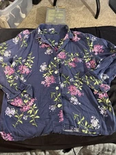 Women’s Size Large Large Lauren By Ralph Lauren Button Down Floral Shirt Pocket