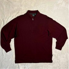 Hugo Boss Virgin Wool Golf 1/4 Zip Light Sweater Men's Large Burgandy Polo Luxe