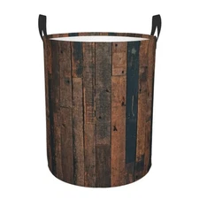 Laundry Basket Retro Wood Grain Collapsible Large Capacity, 63l Dirty Clothes...