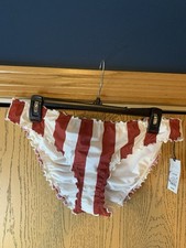 NWT Shade  Shore Red  White Americana Cheeky Bikini Bottom - Size Large