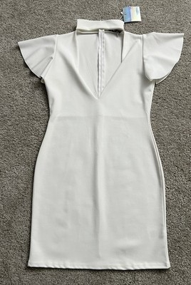Missguided Choker Style Dress Size US 8 White