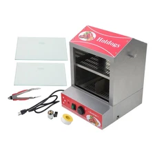 27L Commercial Hot Dog Bun Steamer 2-Tier Electric Warmer Display Slide Doors