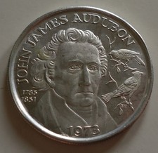 1973 New Orleans Medal Token Top of the Mart John James Audubon 38mm