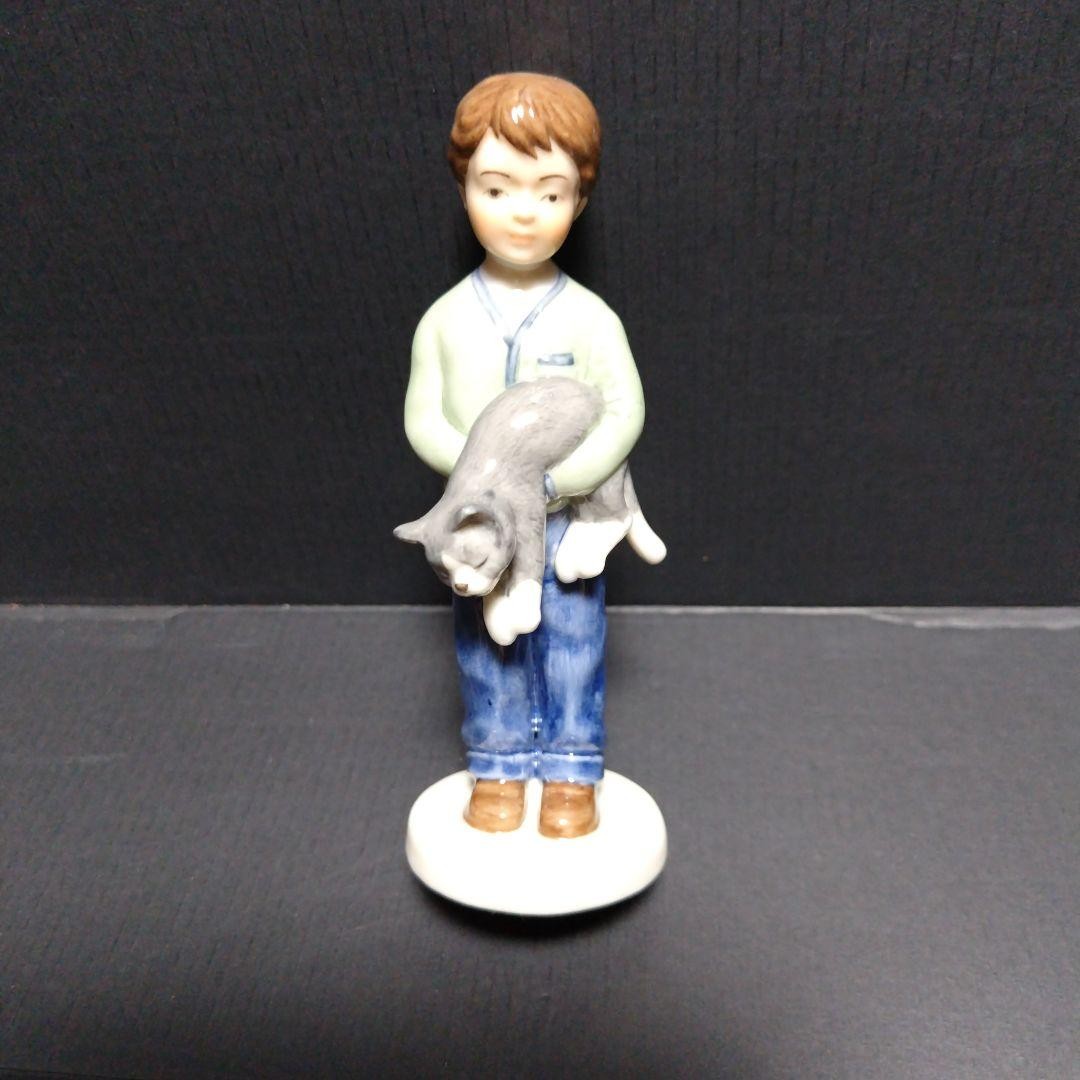 Royal Copenhagen Boy with Cat Figurine Ceramic Collectible Non-Box