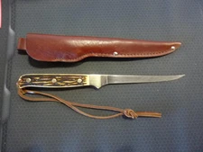 Schrade 168UH Uncle Henry Walleye Fillet Knife with Leather Sheath - FREE SHIP