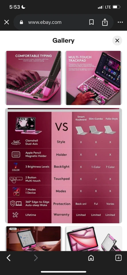 Keyboard Rotate Magic Gusgu for iPad Air 11" (M3/M2,2025/2024) Transperant Case - Image 4 of 4