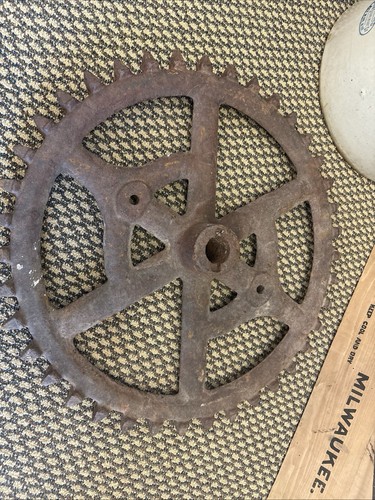 Antique 21” Cast Iron Gear Vintage Sprocket Steampunk Industrial Cog Farm Wheel - Picture 18 of 24