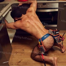 Male Model Photo Print Muscular Handsome Shirtless Hunk Buns -U93