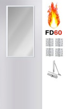 PREMDOR White Primed Glass FD60 Fire Door , Internal Glazed Door 55mm 60 Minutes