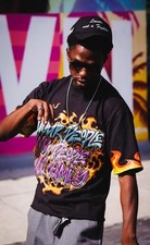 BLACK OVERSIZED CROPPED TEE DTF PRINT 