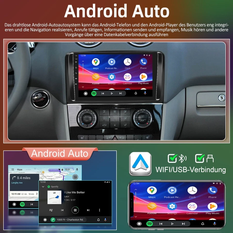 4G+64GB CarPlay Autoradio Für Mercedes ML/GL Klasse W164 X164 Android 15.0 GPS - Bild 4 von 4