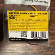 StarTech CPUFANADAPT 6" Fan Adapter TX3 to 2 LP4 Power Y Splitter (2 Pieces/Lot)