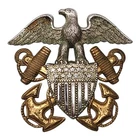 WW2 USN US NAVY OFFICER HAT CAP BADGE 1/20 SILVER FILLED MILITARY MEDAL PIN