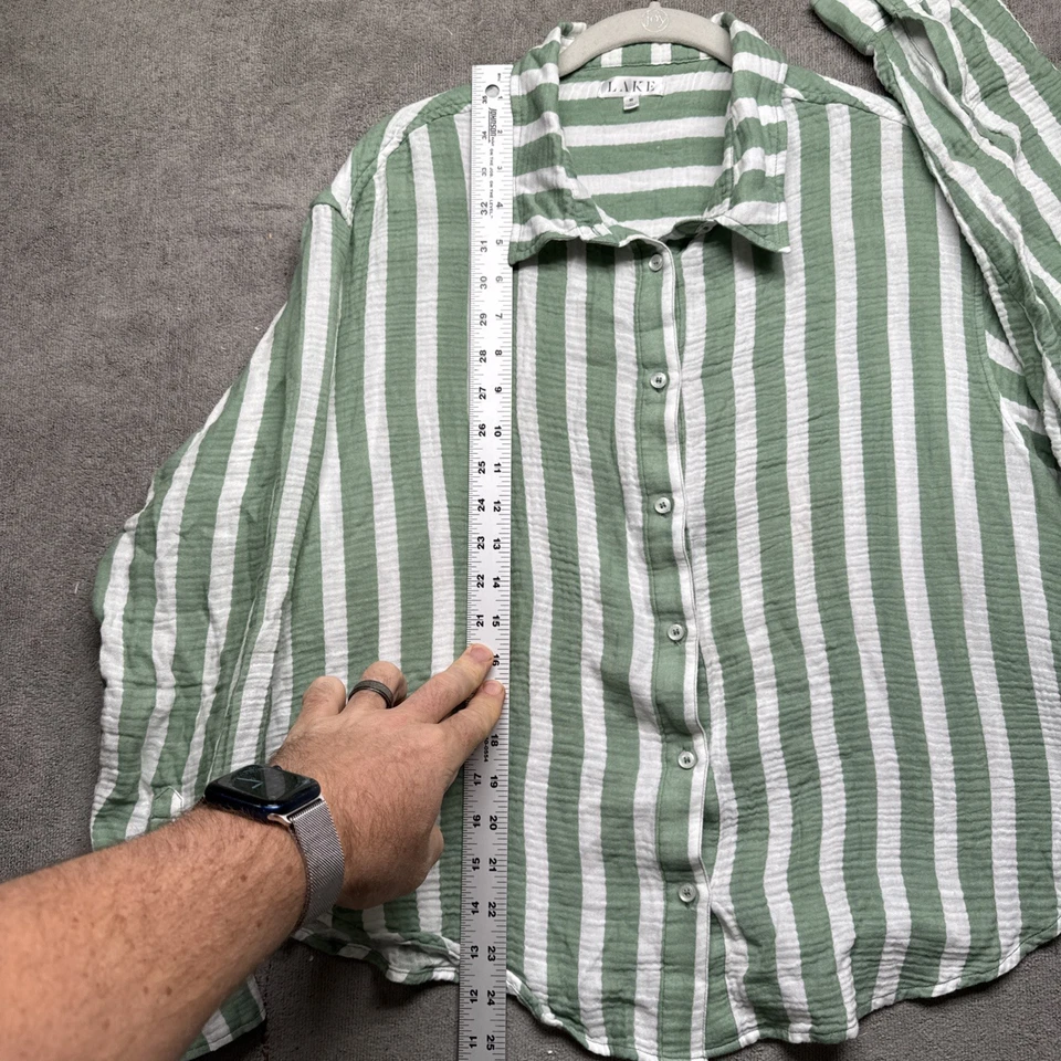 Lake пижамы зеленый белый в полоску хлопок модальный на пуговицах шорты комплект средний - Изображение 4 из 4