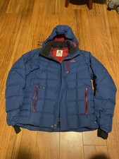 Salomon men Icetown Down Jacket size Medium Ski Warm Blue Red Accent