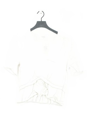 Ba&sh Damen Top UK 12 Weiß 100% Viskose Kurzarm V-Ausschnitt Basic