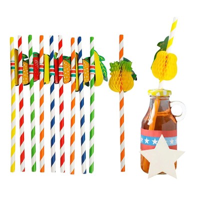 50pcs/lot 20cm 3D Fruit Cocktail Straws Paper Straws Drinking Party Bar Straws