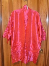 Vintage 1950s Shirokiya Kimono Robe Japan iridescent pink silky rayon