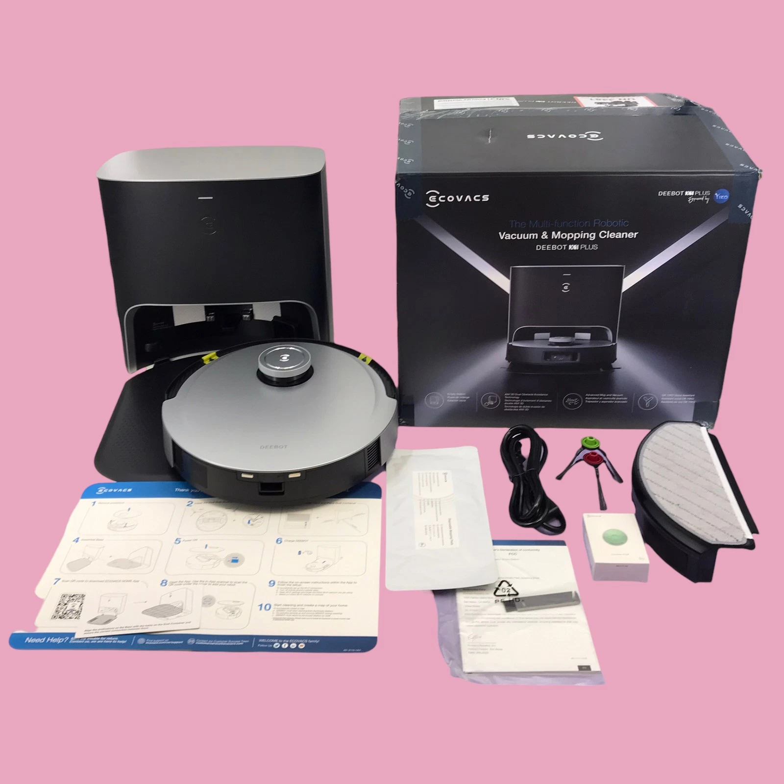 Ecovacs Deebot X1 Plus Mopping Robot Vacuum Combo Self-Emptying Station #NO2938