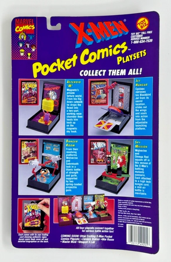 Игровой набор Danger Room Pocket Comics X-Men Marvel Comics 1994 Toybiz Wolverine NOC - Изображение 2 из 4