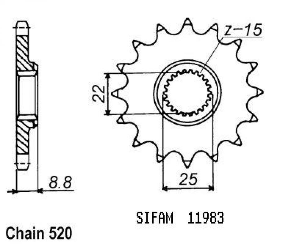 Pignon Sifam 12 dents pas 520 en acier trempé pour KTM 420 GS - 3