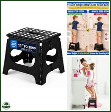 ACSTEP 11 Inch Folding Step Stool for Kids, Non-Slip Foldable Stools, Black
