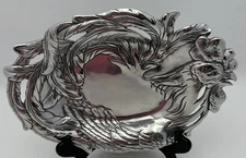 Arthur Court Silver Tone Silver Aluminum Rooster Chicken Bowl Dish 2005